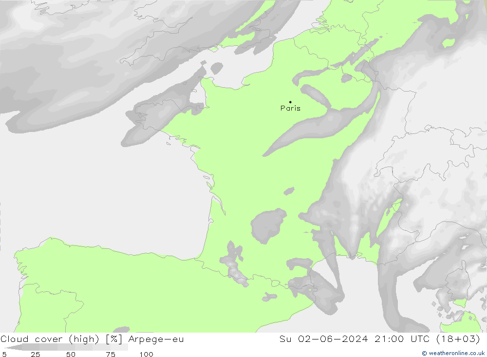 Wolken (hohe) Arpege-eu So 02.06.2024 21 UTC