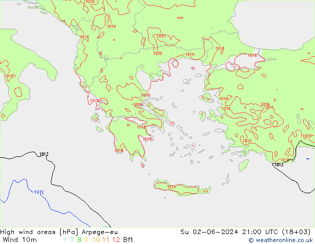 Windvelden Arpege-eu zo 02.06.2024 21 UTC