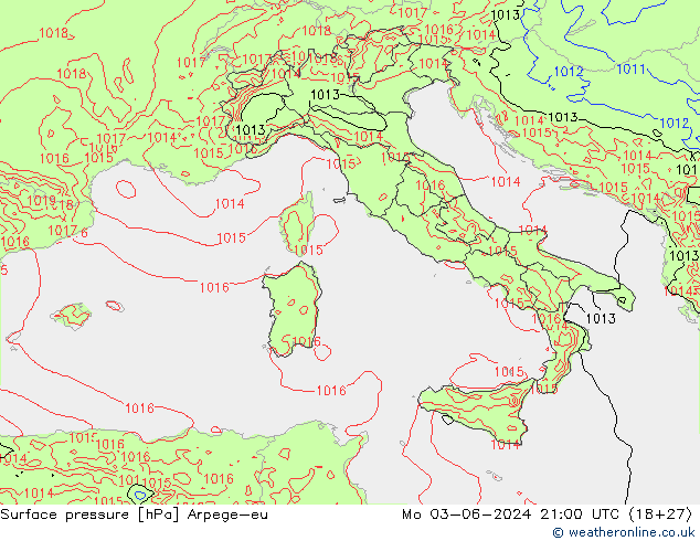 pressão do solo Arpege-eu Seg 03.06.2024 21 UTC