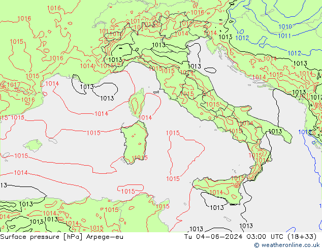 Yer basıncı Arpege-eu Sa 04.06.2024 03 UTC