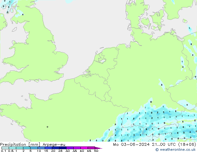 Niederschlag Arpege-eu Mo 03.06.2024 00 UTC