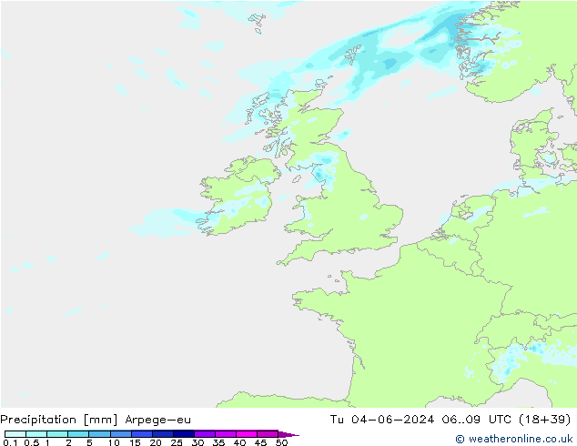 Précipitation Arpege-eu mar 04.06.2024 09 UTC