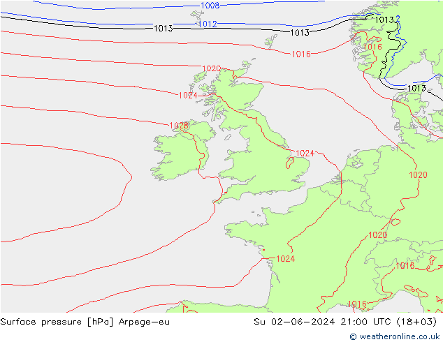 pression de l'air Arpege-eu dim 02.06.2024 21 UTC