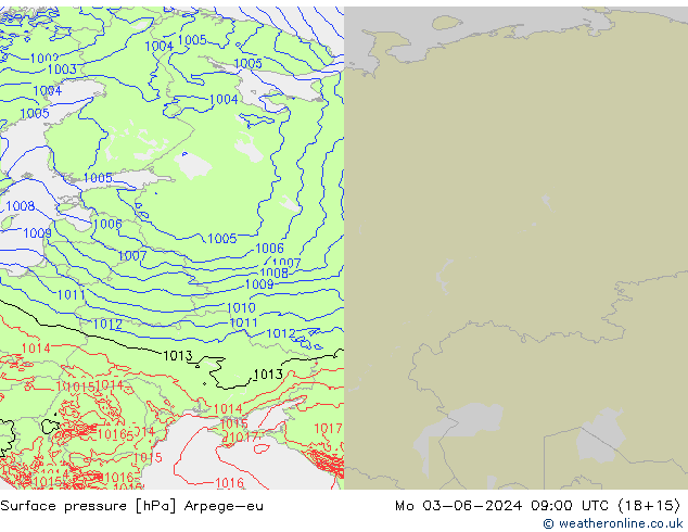 Pressione al suolo Arpege-eu lun 03.06.2024 09 UTC