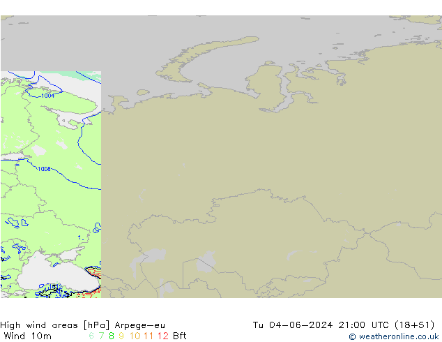 High wind areas Arpege-eu mar 04.06.2024 21 UTC