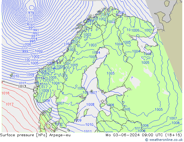 Luchtdruk (Grond) Arpege-eu ma 03.06.2024 09 UTC