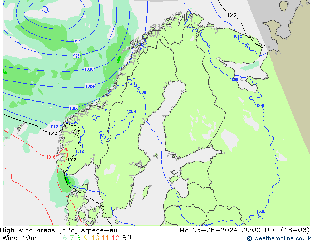 High wind areas Arpege-eu Seg 03.06.2024 00 UTC