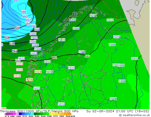 Thck 500-1000hPa Arpege-eu Su 02.06.2024 21 UTC