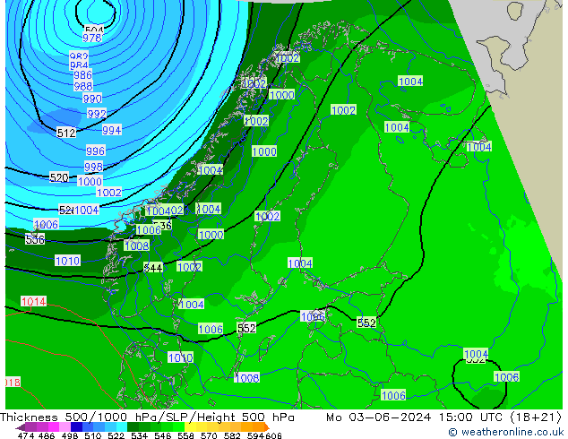 Thck 500-1000hPa Arpege-eu pon. 03.06.2024 15 UTC