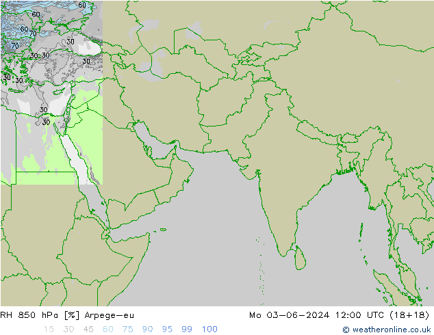 RH 850 hPa Arpege-eu pon. 03.06.2024 12 UTC