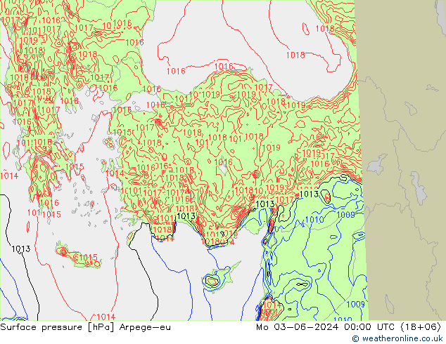 pressão do solo Arpege-eu Seg 03.06.2024 00 UTC