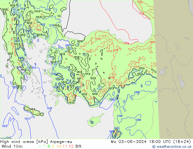 High wind areas Arpege-eu пн 03.06.2024 18 UTC