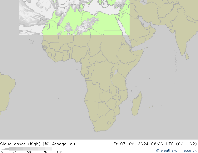 vysoký oblak Arpege-eu Pá 07.06.2024 06 UTC