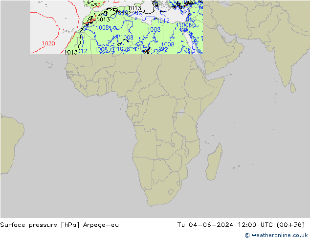 приземное давление Arpege-eu вт 04.06.2024 12 UTC