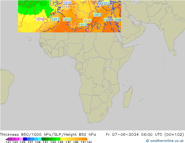 Thck 850-1000 hPa Arpege-eu Pá 07.06.2024 06 UTC