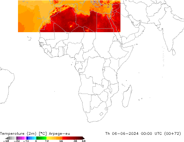 Temperature (2m) Arpege-eu Th 06.06.2024 00 UTC