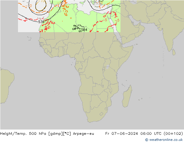 Height/Temp. 500 hPa Arpege-eu Fr 07.06.2024 06 UTC