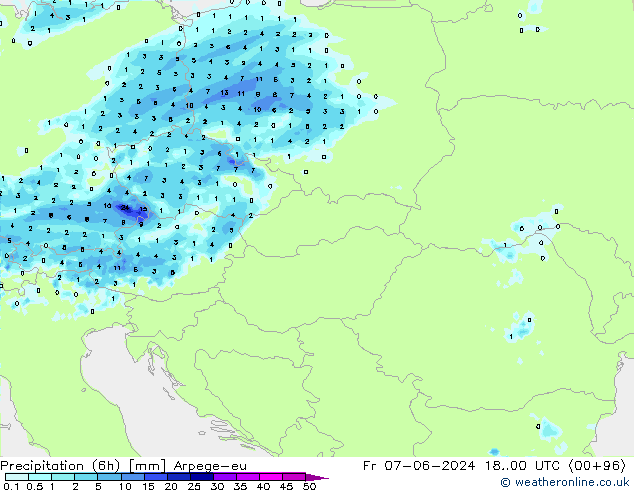 Precipitation (6h) Arpege-eu Fr 07.06.2024 00 UTC