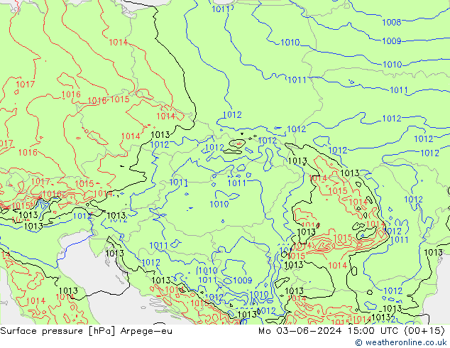 Presión superficial Arpege-eu lun 03.06.2024 15 UTC