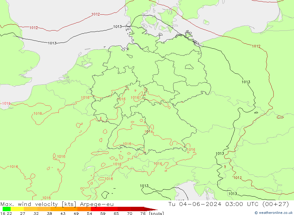 Maks. Rüzgar Hızı Arpege-eu Sa 04.06.2024 03 UTC