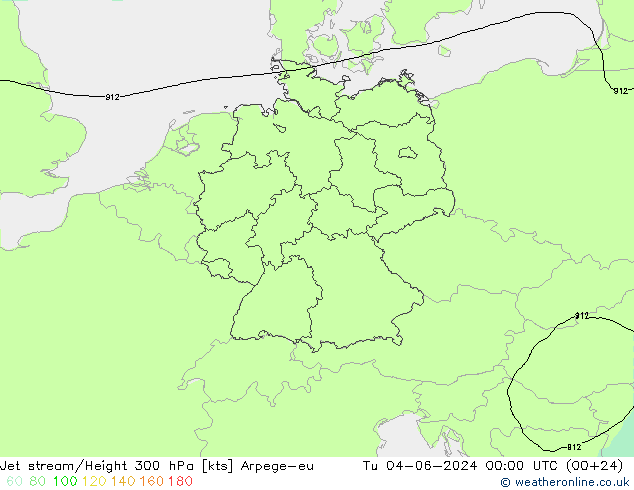 Jet stream/Height 300 hPa Arpege-eu Tu 04.06.2024 00 UTC