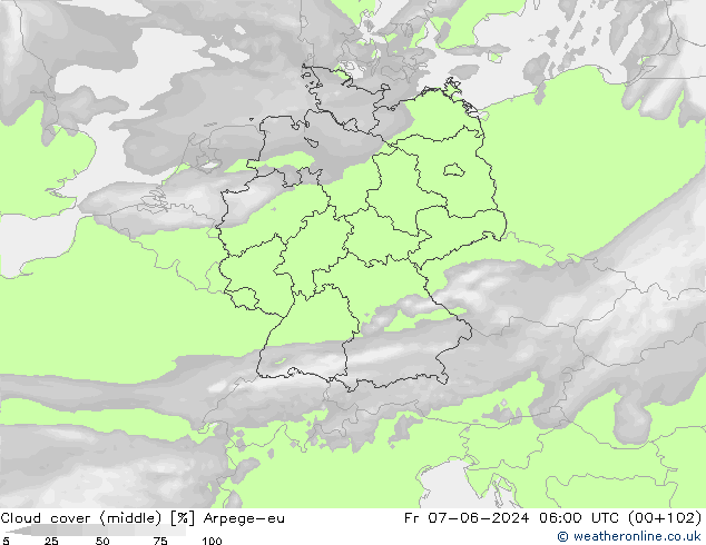 Nubi medie Arpege-eu ven 07.06.2024 06 UTC