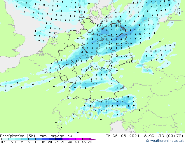 Yağış (6h) Arpege-eu Per 06.06.2024 00 UTC
