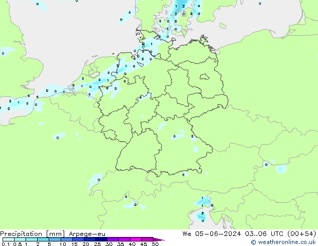 Neerslag Arpege-eu wo 05.06.2024 06 UTC