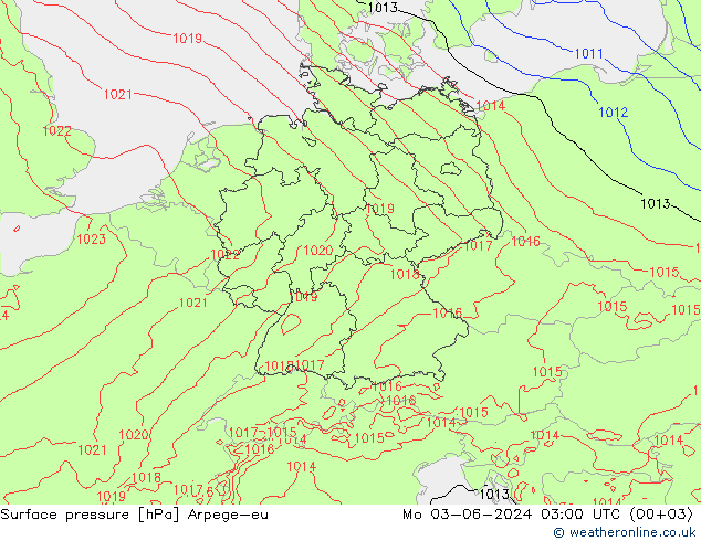 приземное давление Arpege-eu пн 03.06.2024 03 UTC