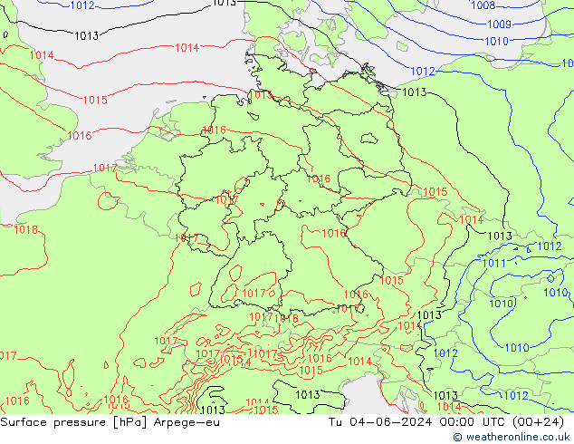 Presión superficial Arpege-eu mar 04.06.2024 00 UTC