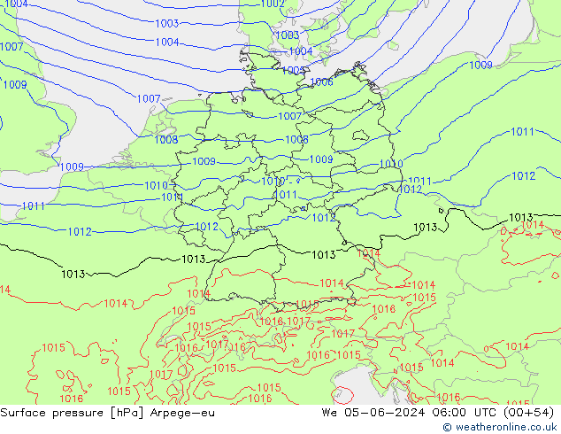 Surface pressure Arpege-eu We 05.06.2024 06 UTC