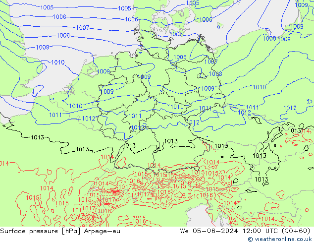Bodendruck Arpege-eu Mi 05.06.2024 12 UTC