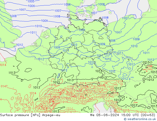 Surface pressure Arpege-eu We 05.06.2024 15 UTC