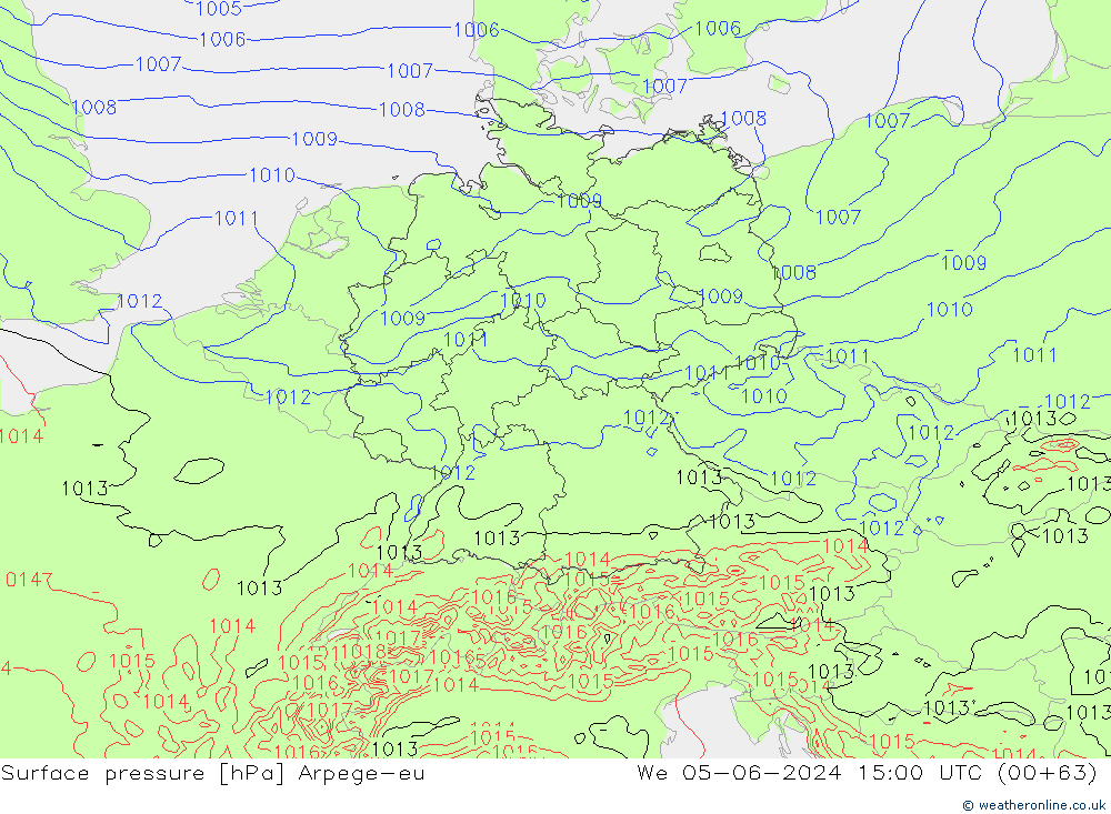 pressão do solo Arpege-eu Qua 05.06.2024 15 UTC