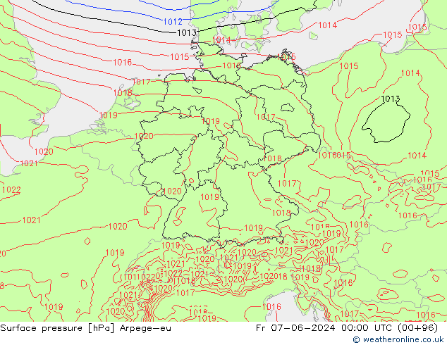 Bodendruck Arpege-eu Fr 07.06.2024 00 UTC