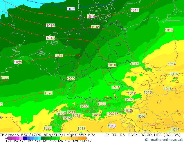 Thck 850-1000 hPa Arpege-eu Fr 07.06.2024 00 UTC