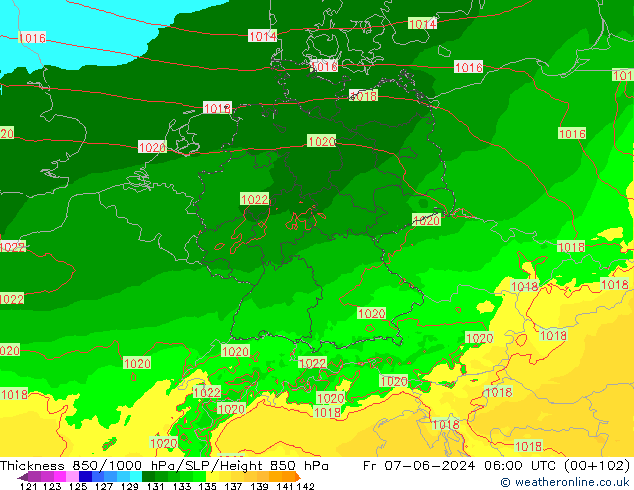 Thck 850-1000 hPa Arpege-eu Fr 07.06.2024 06 UTC