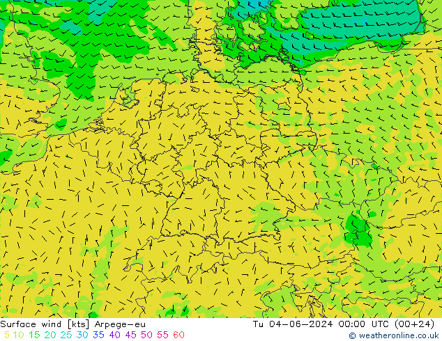 ветер 10 m Arpege-eu вт 04.06.2024 00 UTC