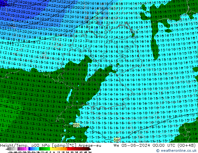 Height/Temp. 500 hPa Arpege-eu We 05.06.2024 00 UTC