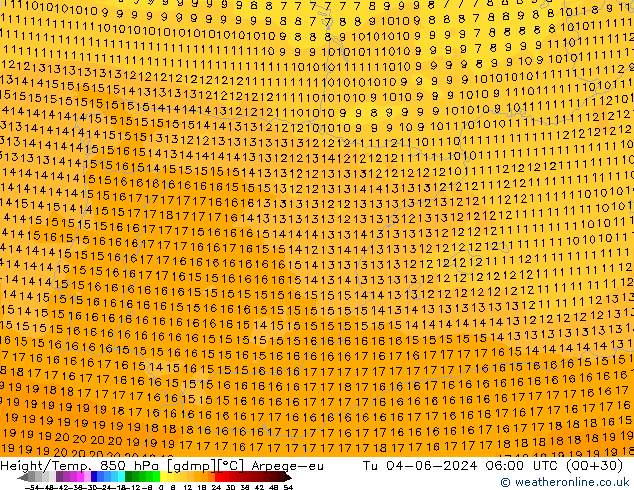 Height/Temp. 850 hPa Arpege-eu Ter 04.06.2024 06 UTC