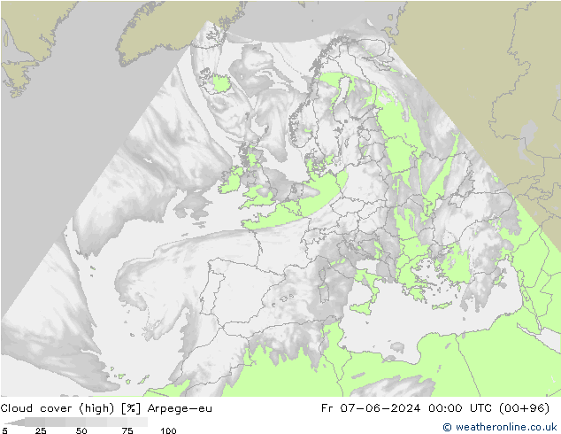 Bulutlar (yüksek) Arpege-eu Cu 07.06.2024 00 UTC