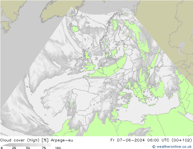 Wolken (hohe) Arpege-eu Fr 07.06.2024 06 UTC