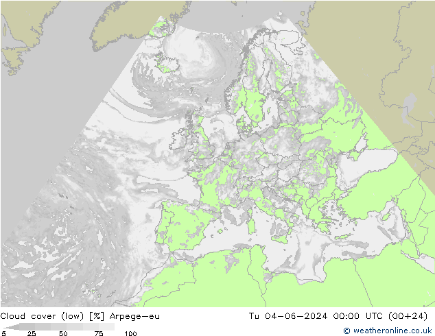Nuages (bas) Arpege-eu mar 04.06.2024 00 UTC