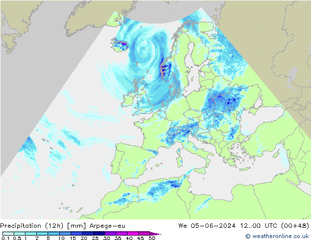 Precipitation (12h) Arpege-eu St 05.06.2024 00 UTC