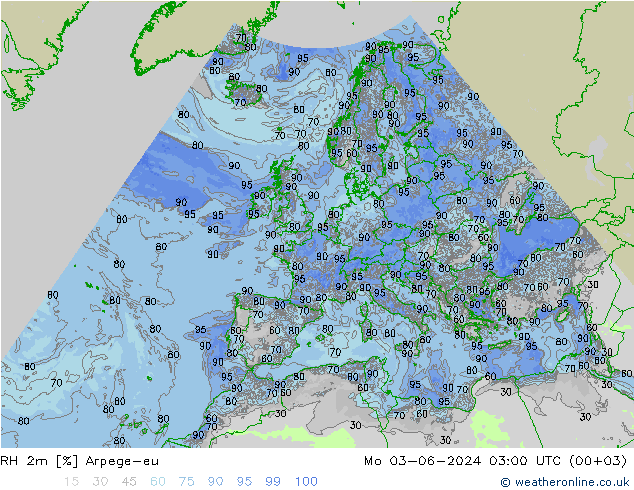 RH 2m Arpege-eu  03.06.2024 03 UTC