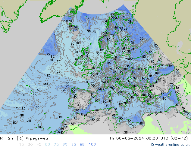 RH 2m Arpege-eu Do 06.06.2024 00 UTC