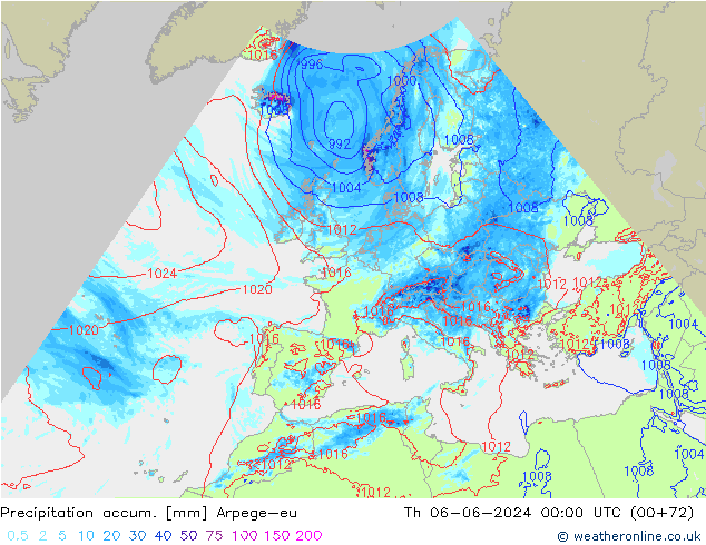 Toplam Yağış Arpege-eu Per 06.06.2024 00 UTC