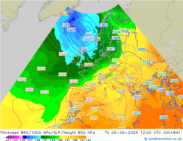 Thck 850-1000 hPa Arpege-eu Th 06.06.2024 12 UTC