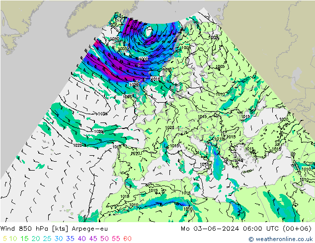  850 hPa Arpege-eu  03.06.2024 06 UTC