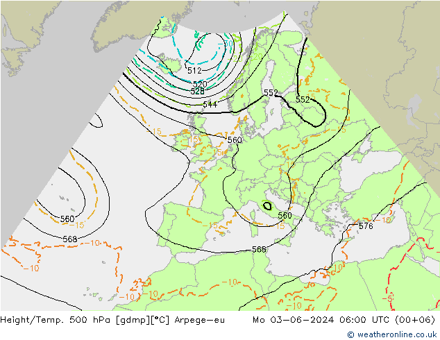 Hoogte/Temp. 500 hPa Arpege-eu ma 03.06.2024 06 UTC